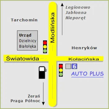 lokalizacja blisko ulicy Modlińskiej, nieopodal Urzędu Dzielnicy Białołęka